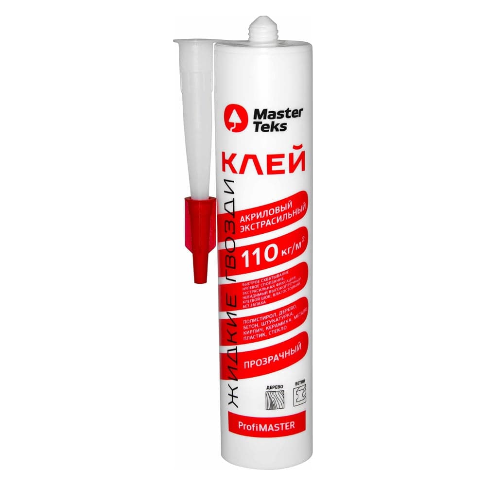 Экстрасильный клей MASTERTEKS PROFMASTER акрил. прозрачн. 330г 110 кг/м2 12 53407