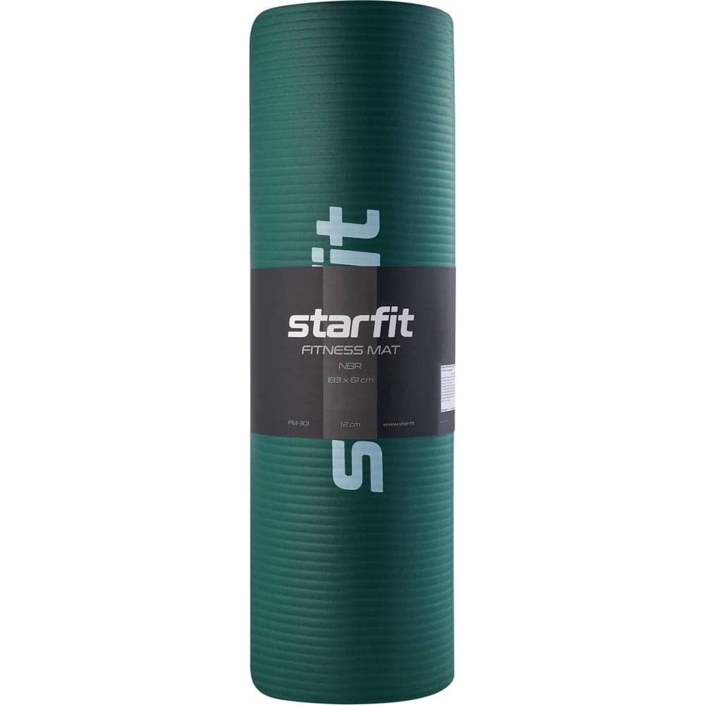 Коврик для йоги и фитнеса Starfit FM-301 NBR, 1.2 см, 183x61 см, изумрудный ЦБ-00001751