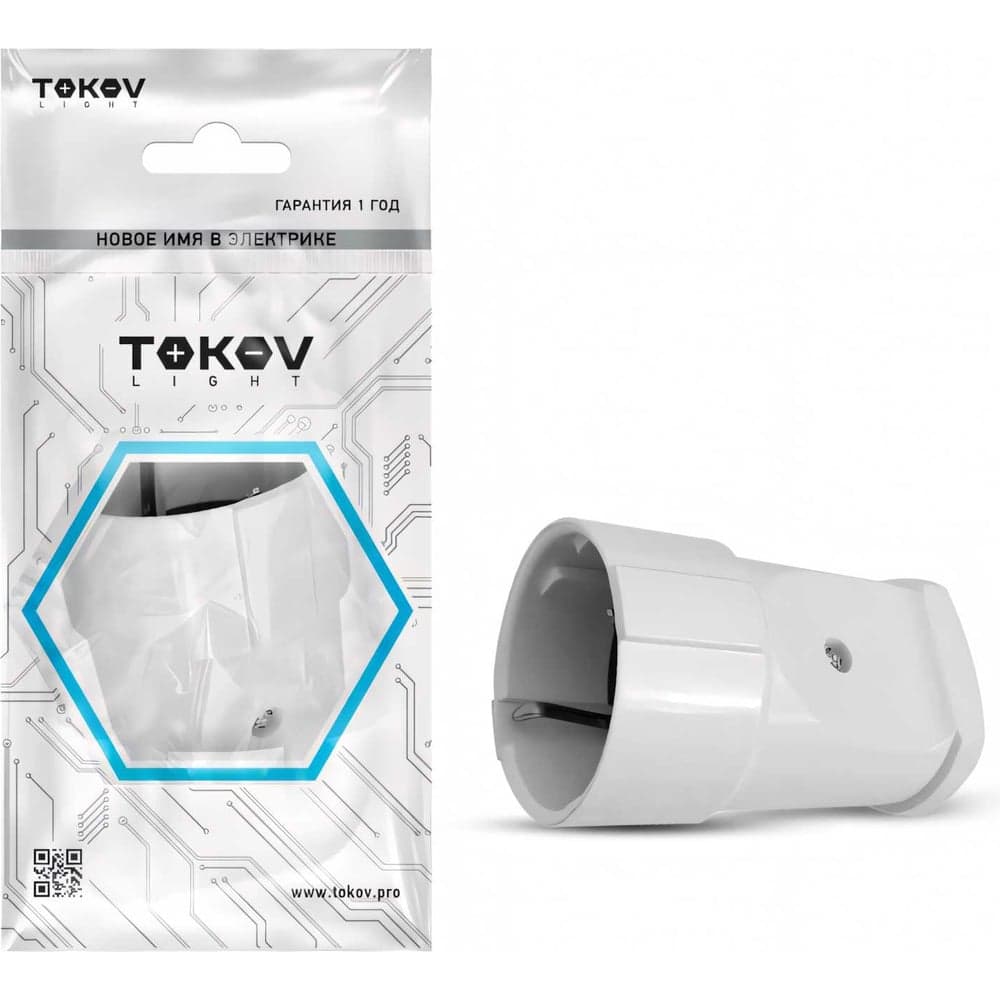 Переносная розетка TOKOV ELECTRIC 16А 250В с заземлением белая TKL-STZ-C01