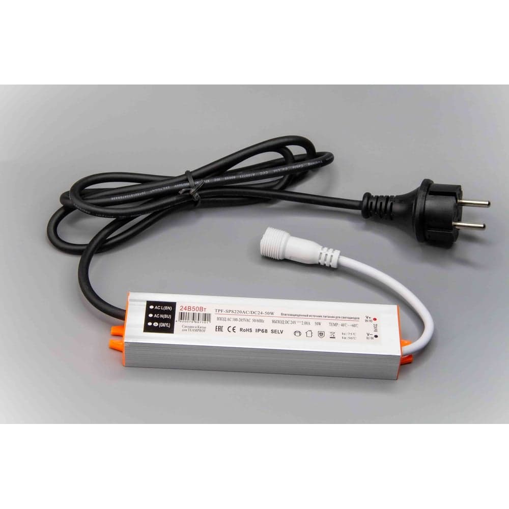 Импульсный источник питания TEAMPROF 220/24 В, 50 Вт, белый TPF-SPS220AC/DC24-50W