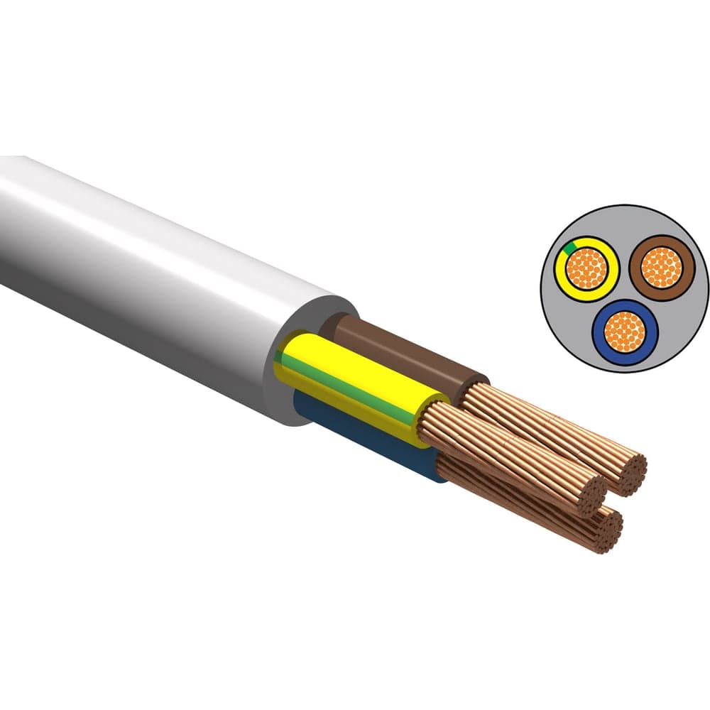 Провод NVO ПВС 3x4 ГОСТ белый (60 метров) NVO-PVSN-340-60-W