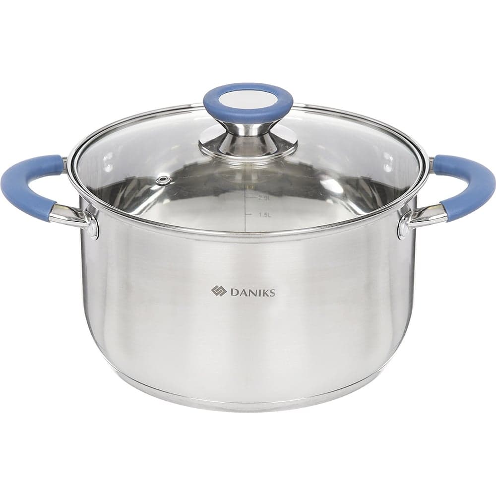 Кастрюля DANIKS 4.75 л, нержавеющая сталь, крышка стекло, сиена, sd-a93-22, индукция 352053