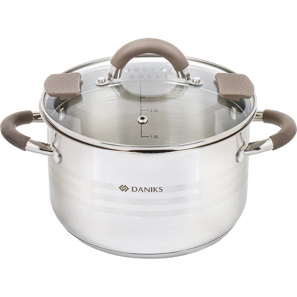 Кастрюля DANIKS 3.9 л, нержавеющая сталь, крышка стекло, нара, gs-01413hy-20ca-2, серебристый, индукция 397627