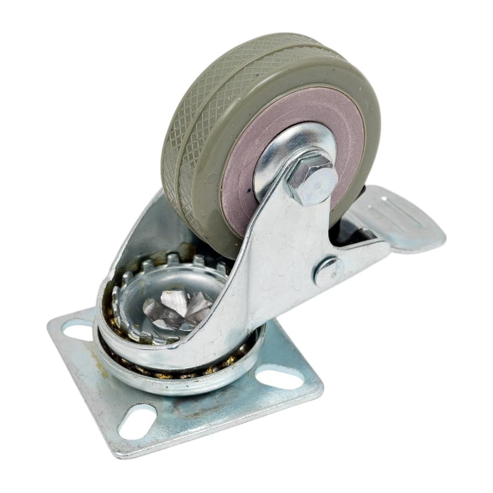 Мебельное колесо GTV GREYROLL d-50 мм, серое, со стопором KM-GREYROLL-50MM-ZH