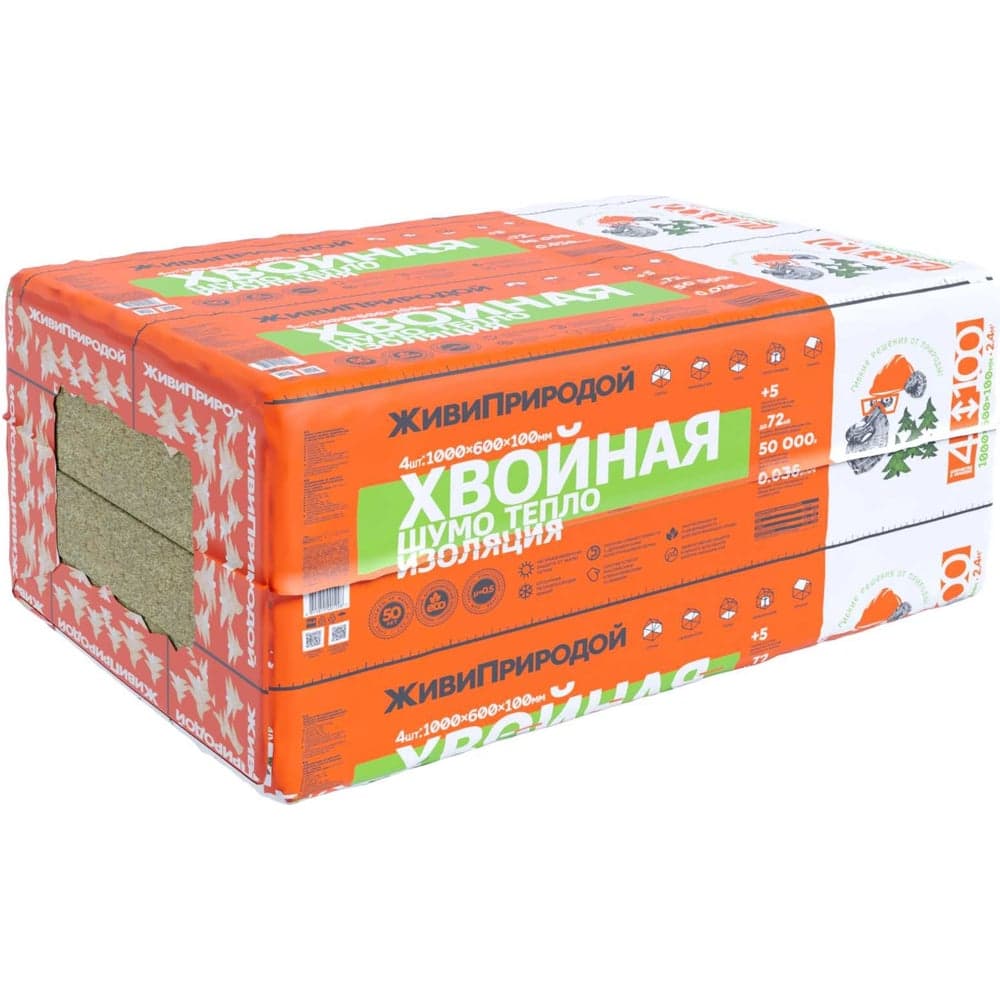 Хвойный утеплитель ЖИВИГРОМЧЕ СОЛНЦЕ-ТЕХНОЛОГИИ ПРИРОДЫ Живи Природой 100 мм. 4815815001298