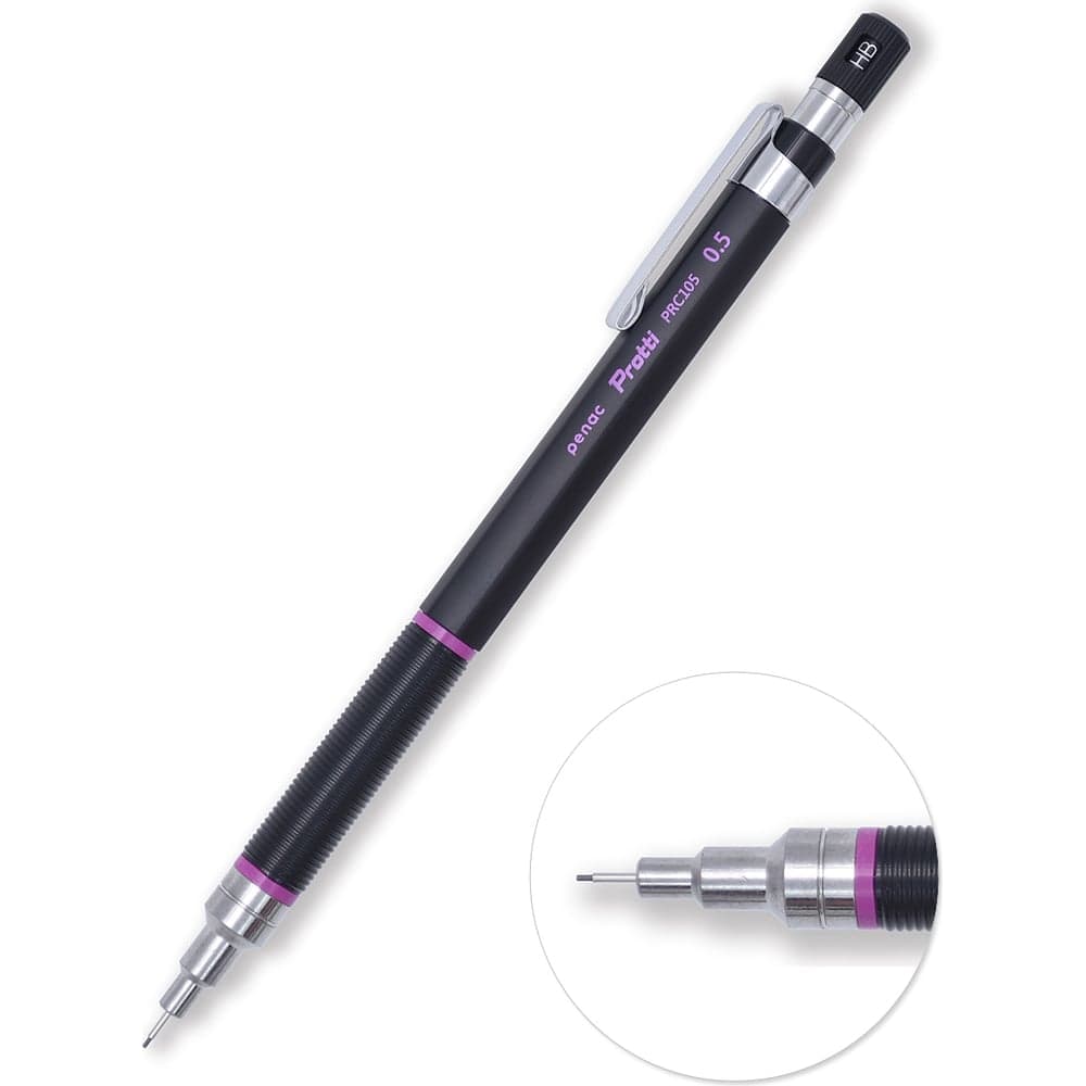 Механический карандаш Penac protti prc 105, 0.5 мм, hb, черный/малиновый, блистер картон MP0105-LV-32/B
