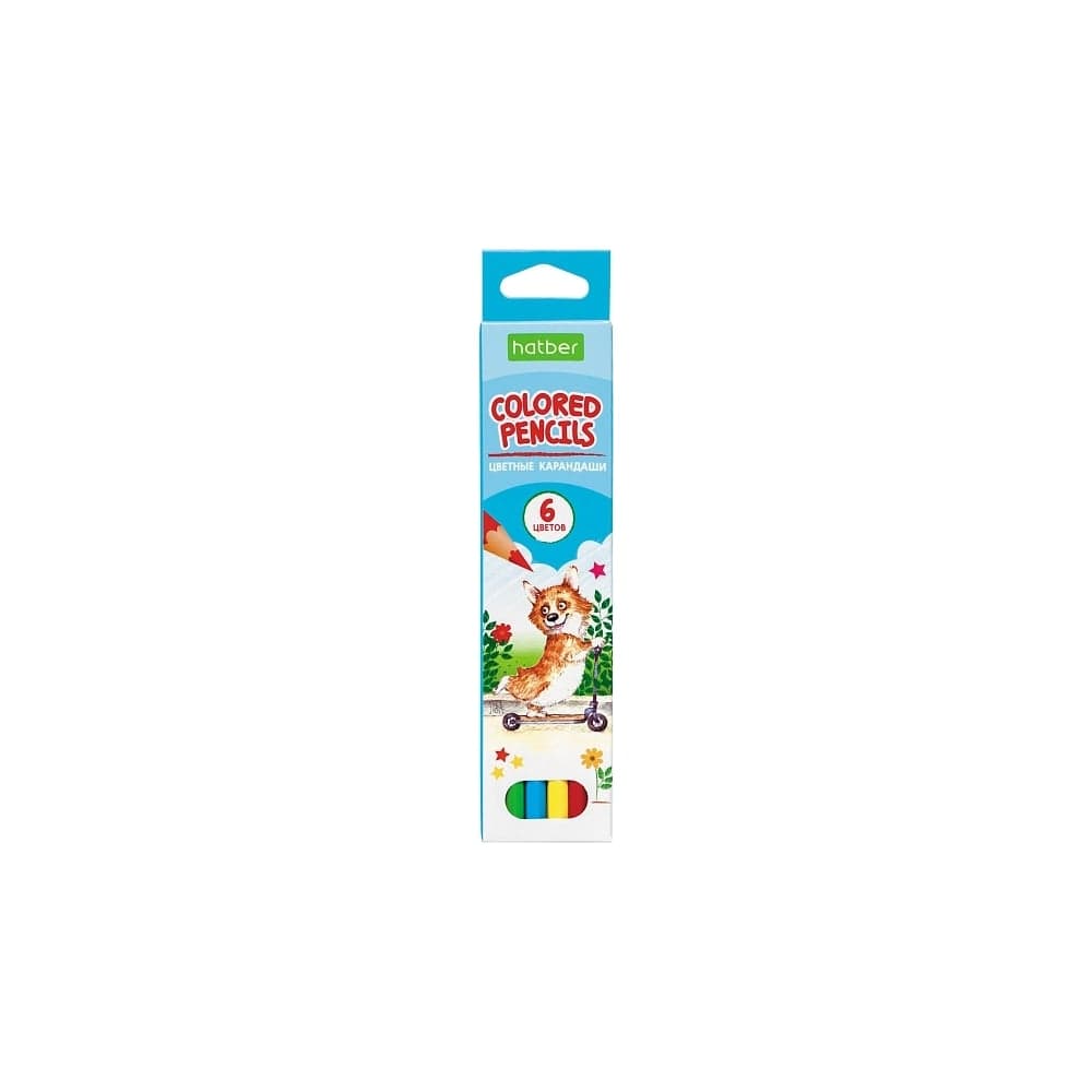 Цветные карандаши Hatber ECO 6 цв., Pets story 066252