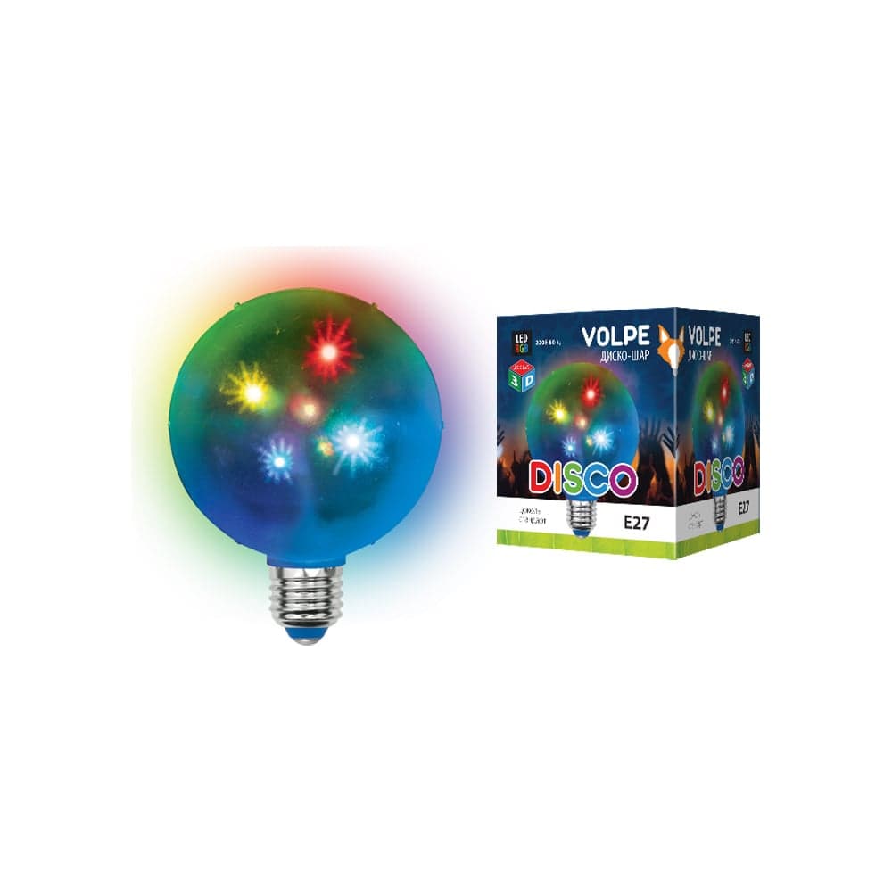 Светодиодный светильник Volpe ULI-Q310 1,5W/RGB/Е27 ДИСКО ШАР 3D. 3D звёзды. UL-00002763