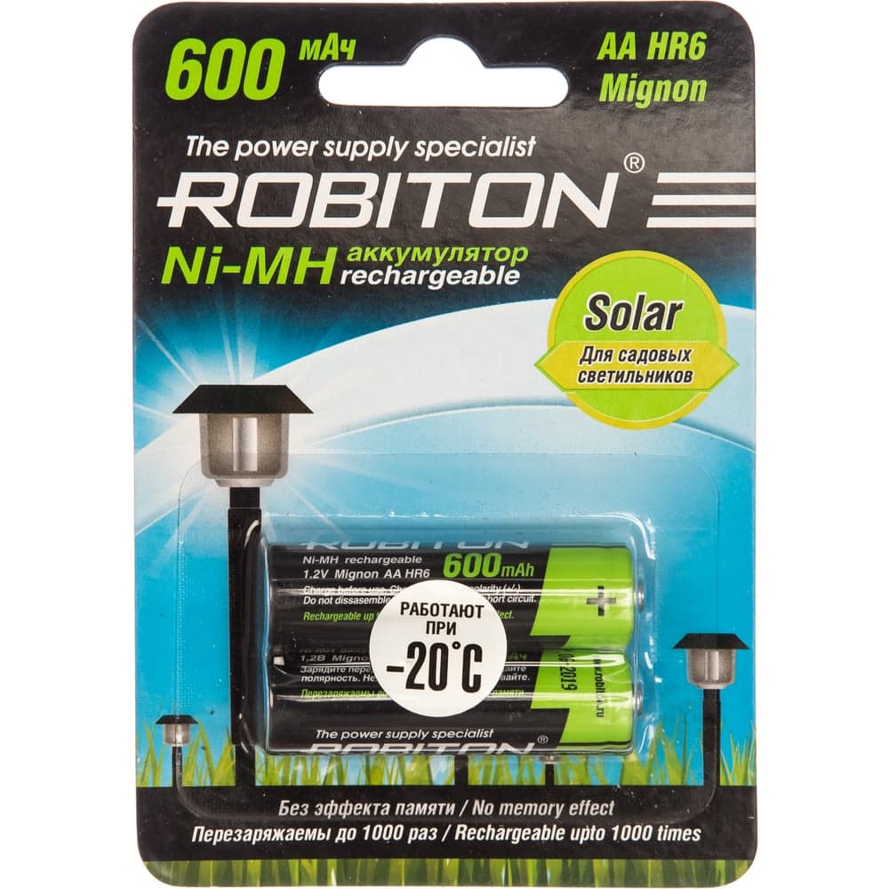 Аккумулятор ROBITON 600MHAA-2 SOLAR BL2 (2шт) 13905