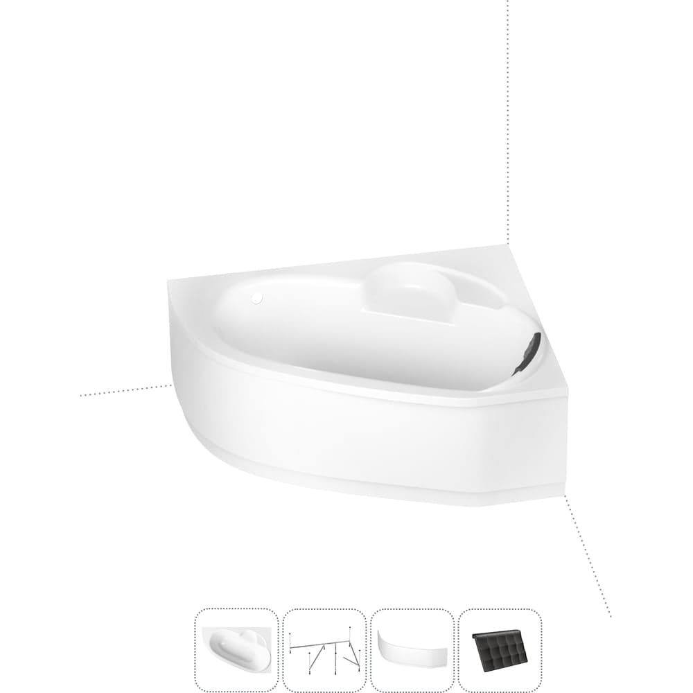 Угловая акриловая ванна 150 х 100 с каркасом и экраном Lavinia Boho Bell Pro в наборе 4 в 1 S2-370215PR