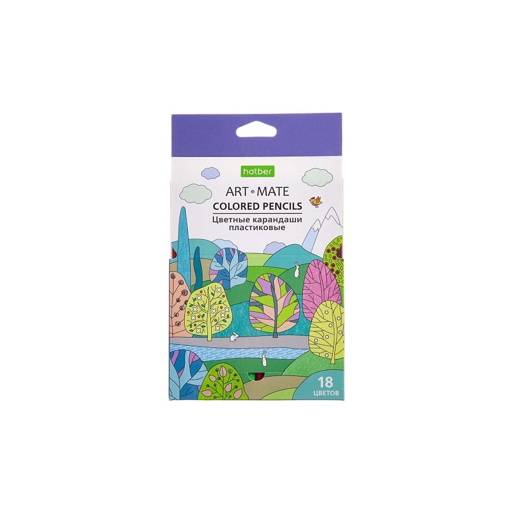 Цветные карандаши Hatber ECO пластиковые, 18 цв., ART-Mate 8шт. в упаковке 068178