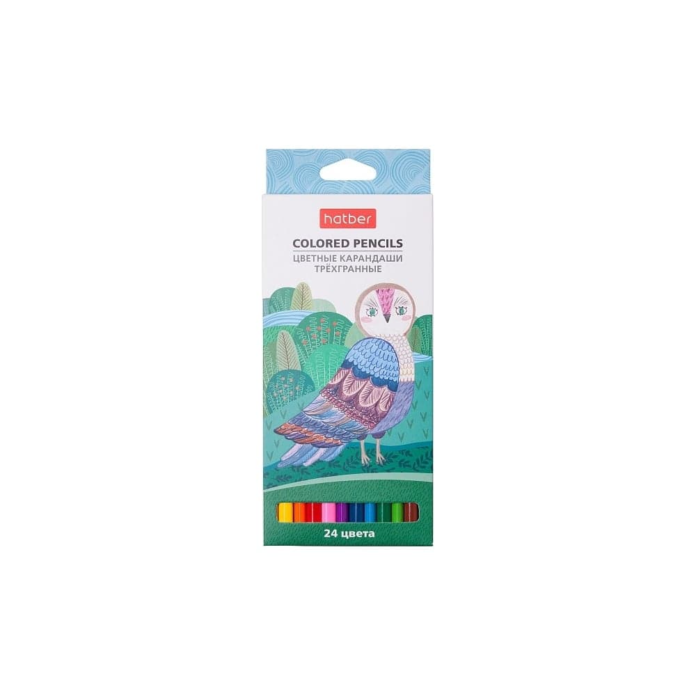 Цветные карандаши Hatber трехгранный корпус, 24 цв., COLORA 063840