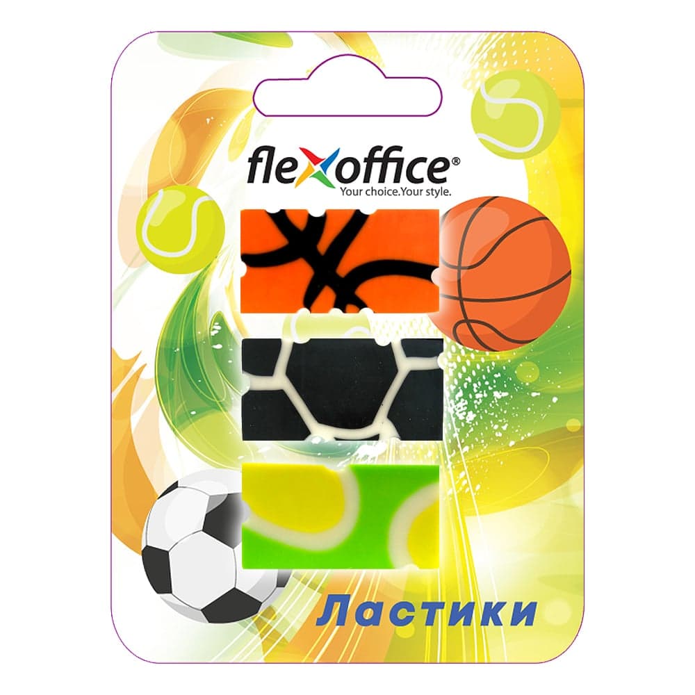 Ластик Flexoffice colokit goal, ассорти, 3 шт, в блистер TP-E024/3B