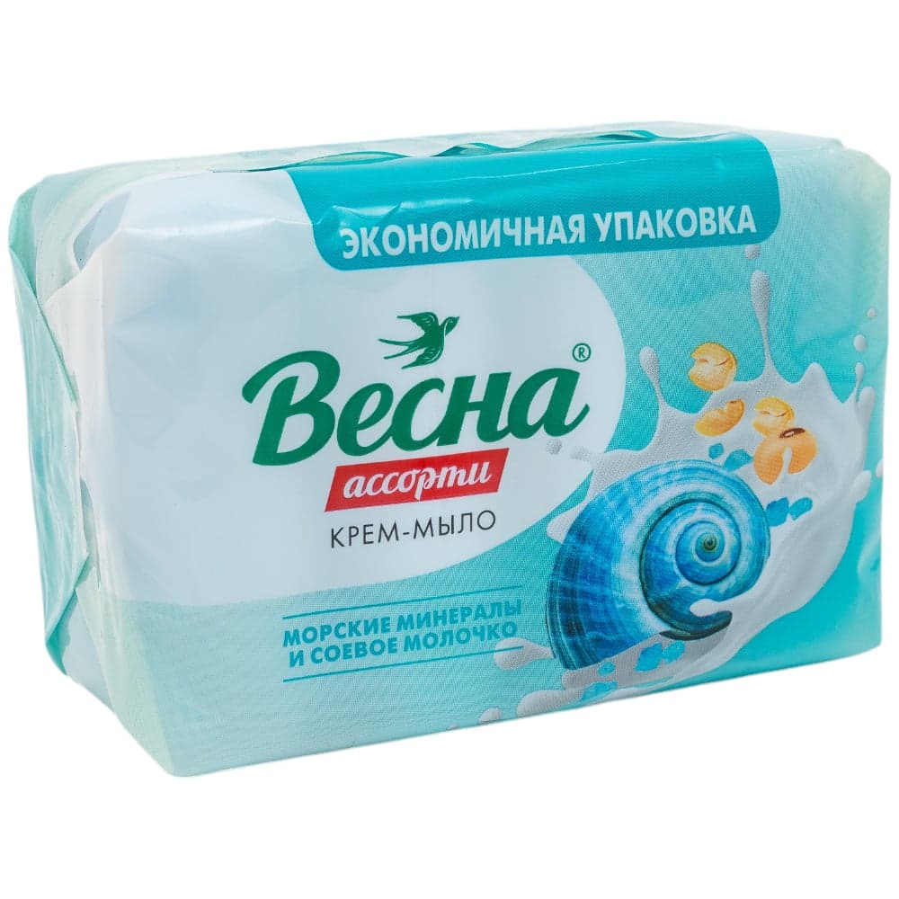 Туалетное мыло ВЕСНА Ассорти морские минералы и соевое молочко 300 г 6215