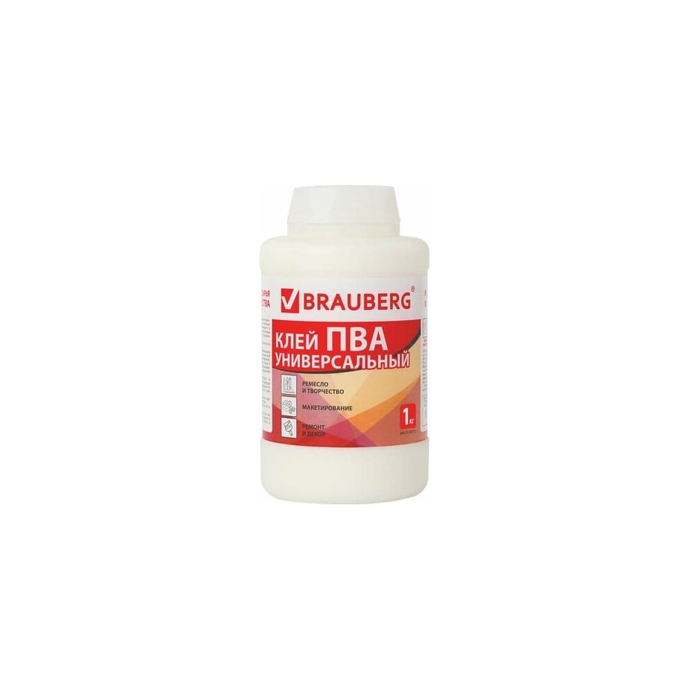 Универсальный клей ПВА BRAUBERG 1 кг, бумага, картон, дерево 880662