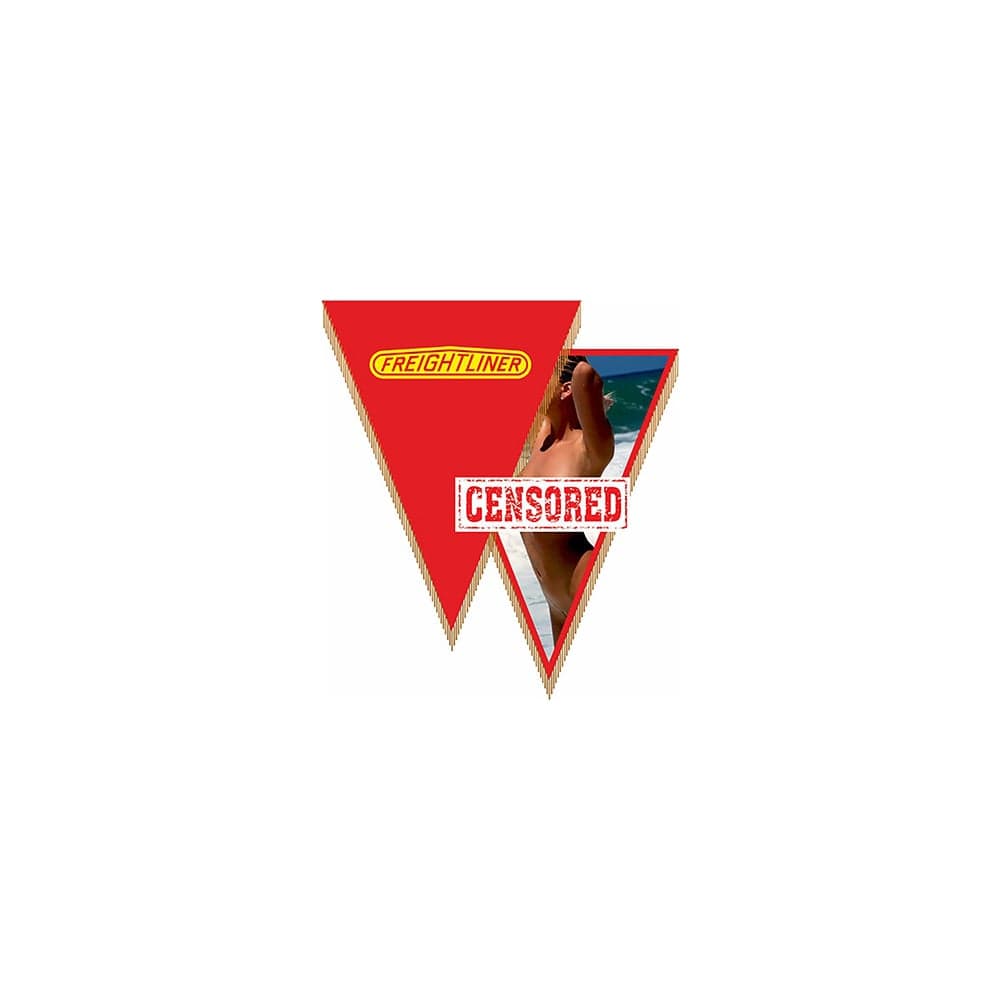Треугольный вымпел FREIGHTLINER с девушкой фон красный SKYWAY S05101018