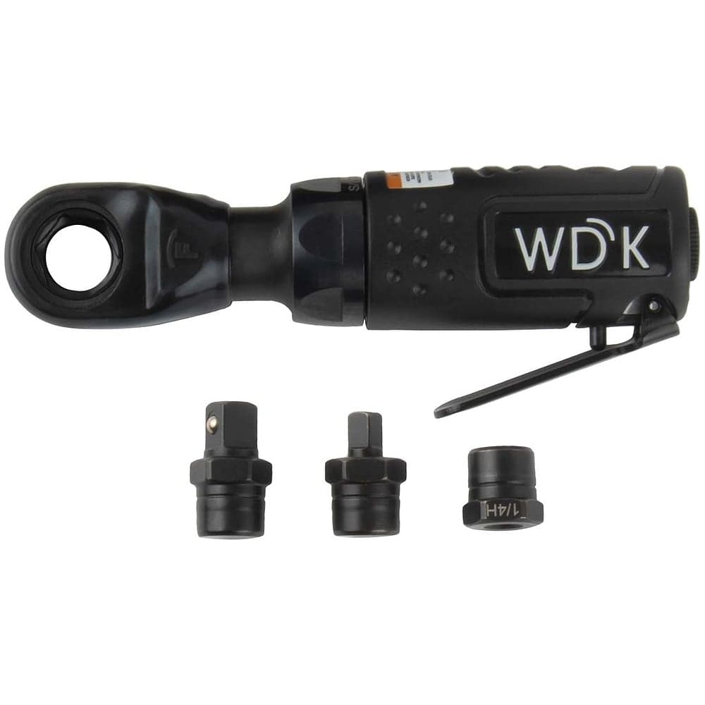 Пневматическая трещотка WIEDERKRAFT со сменными приводами 1/4", 3/8", привод для бит 1/4", 6.3 мм WDK-21340