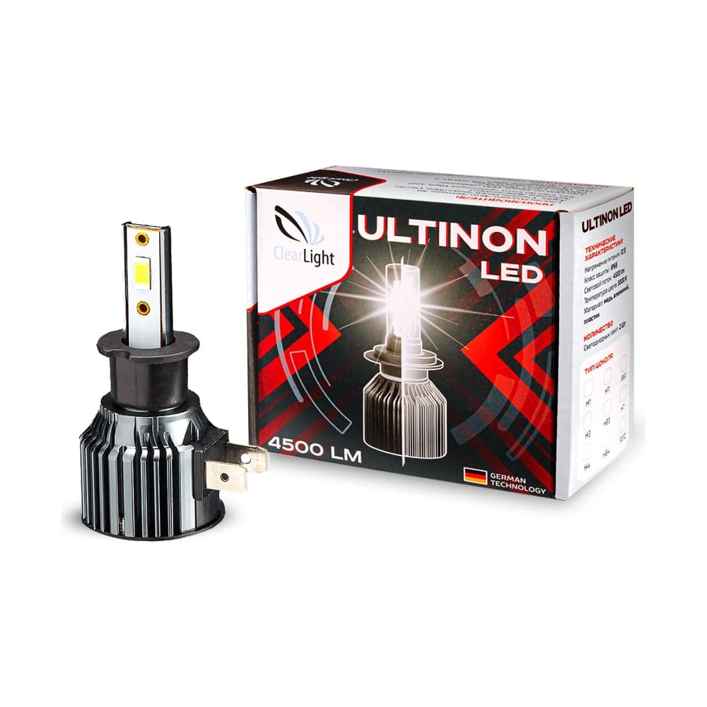 Комплект ламп Clearlight led ultinon h3 4500 lm (2шт) 5000k CLULTLEDH3-2