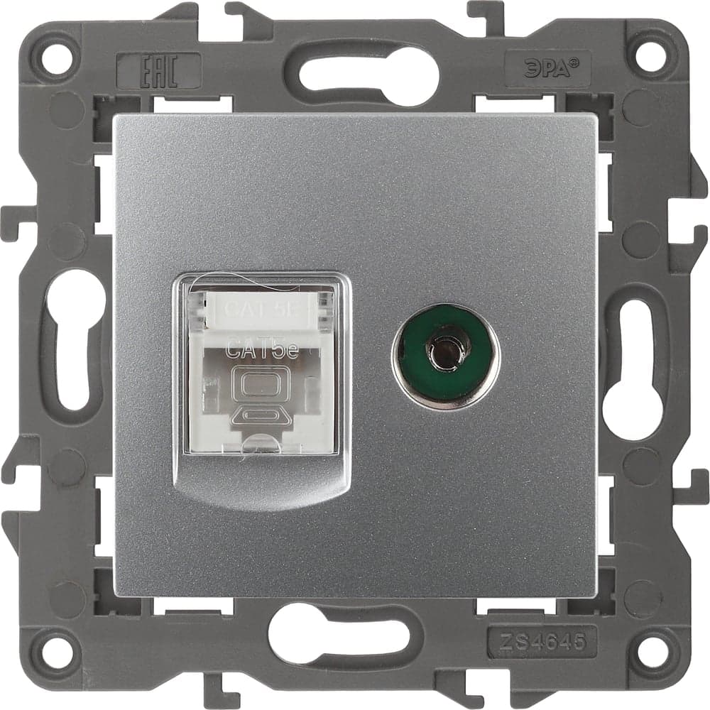 Розетка ЭРА 14-3110-03 RJ45 TV, IP20, алюминий Б0034316