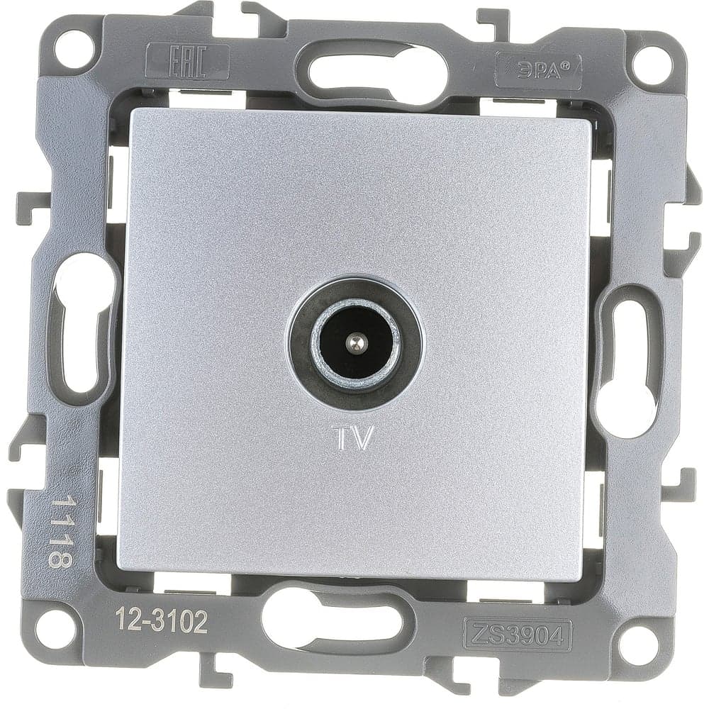 Розетка TV ЭРА 12-3102-03 проходная, IP20, 12, алюминий Б0027433 - 2