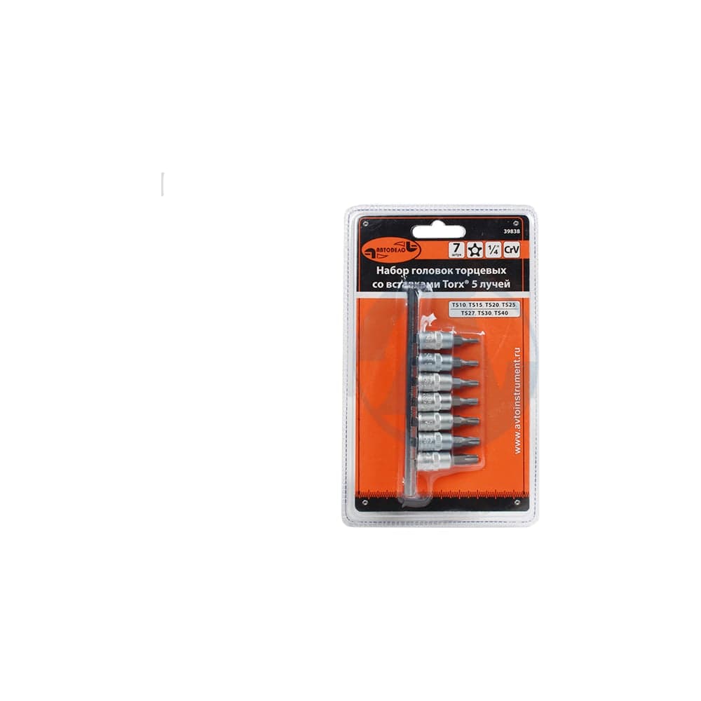 Набор головок вставка TORX TS10-TS40 DR1/4", 7 шт., на планке АвтоDело 39838 11621