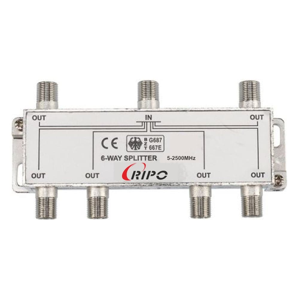 Сплиттер (делитель) Ripo tv на 6 направлений под f разъемы 5-2500 mhz 005-400134