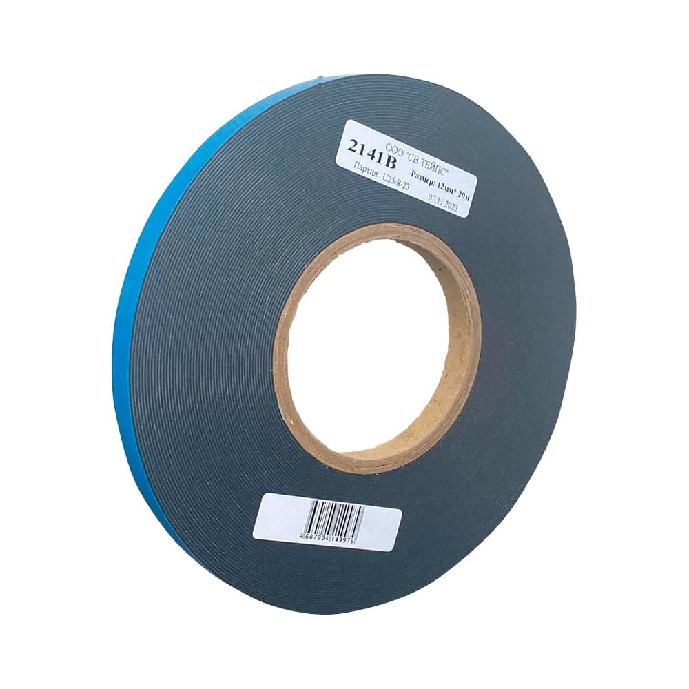 Двухсторонняя липкая лента на черной вспененной основе SV Tapes 2141 B, 12 мм, 20 м, акрил 214112.20