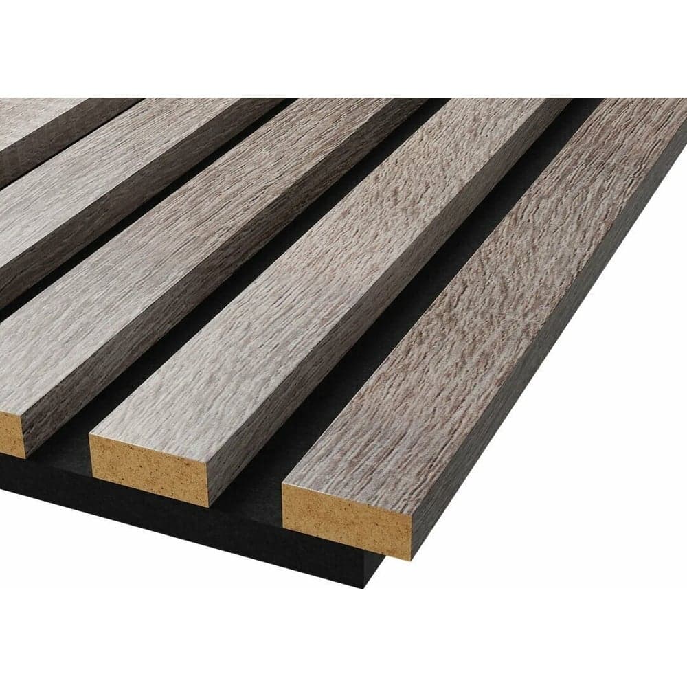 Акустические стеновые панели Cosca Decor 1200x600x19 мм, черный войлок, рейки мдф, цвет - дуб дымчатый, коллекция сканди 00-00074686