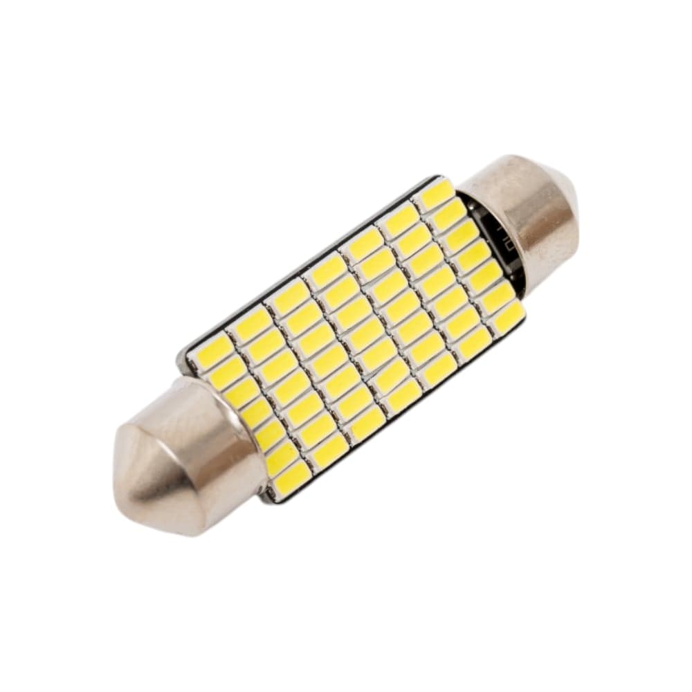 Автолампа диод SKYWAY T11 C5W 49 SMD диодов 1-контурная 41мм обманка белая S08201405