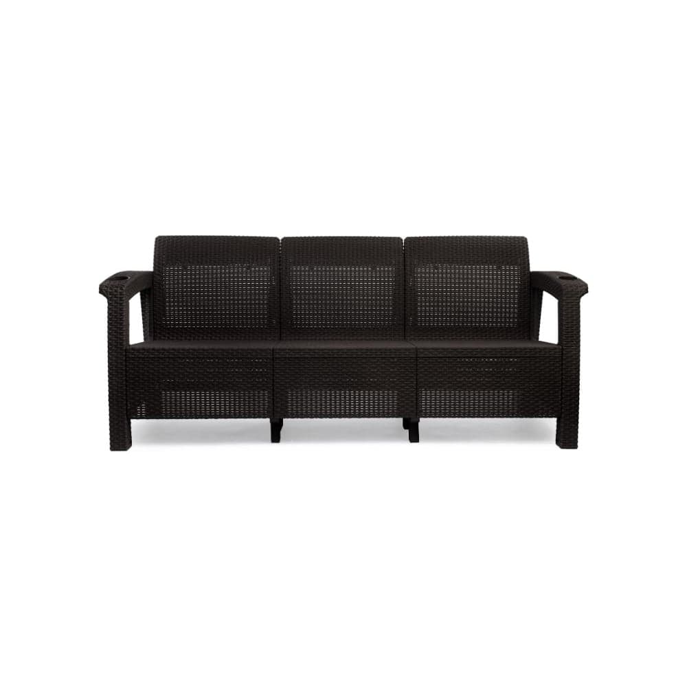Диван ротанг 3-х местный 188x70x79 см мокко HOMLYGREEN ARD132856