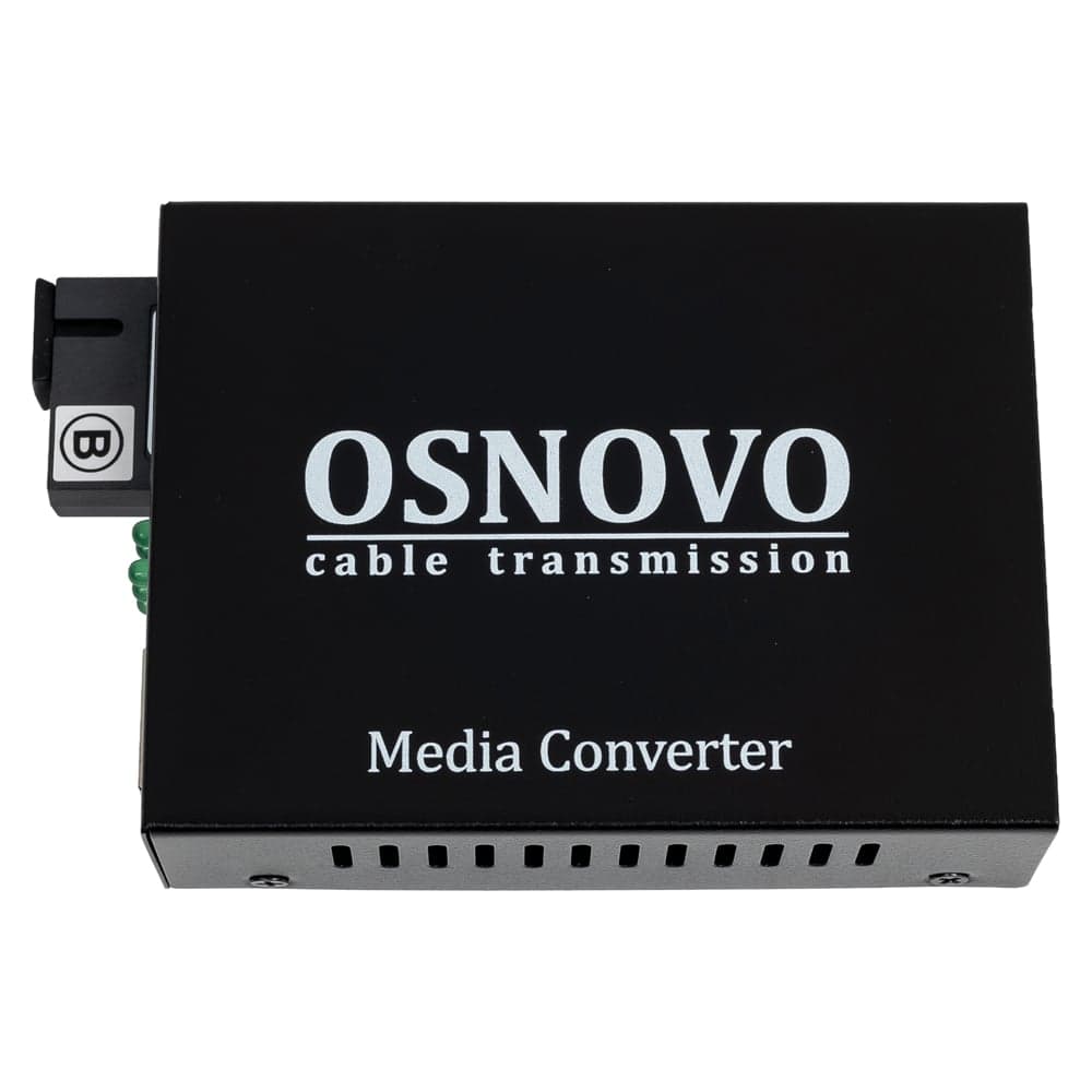 Оптический медиаконвертер OSNOVO OMC-1000-11S5b Gigabit Ethernet для передачи Ethernet по одному волокну одномодового оптического кабеля до 20км (по многомодовому кабелю до 500м). sct0490