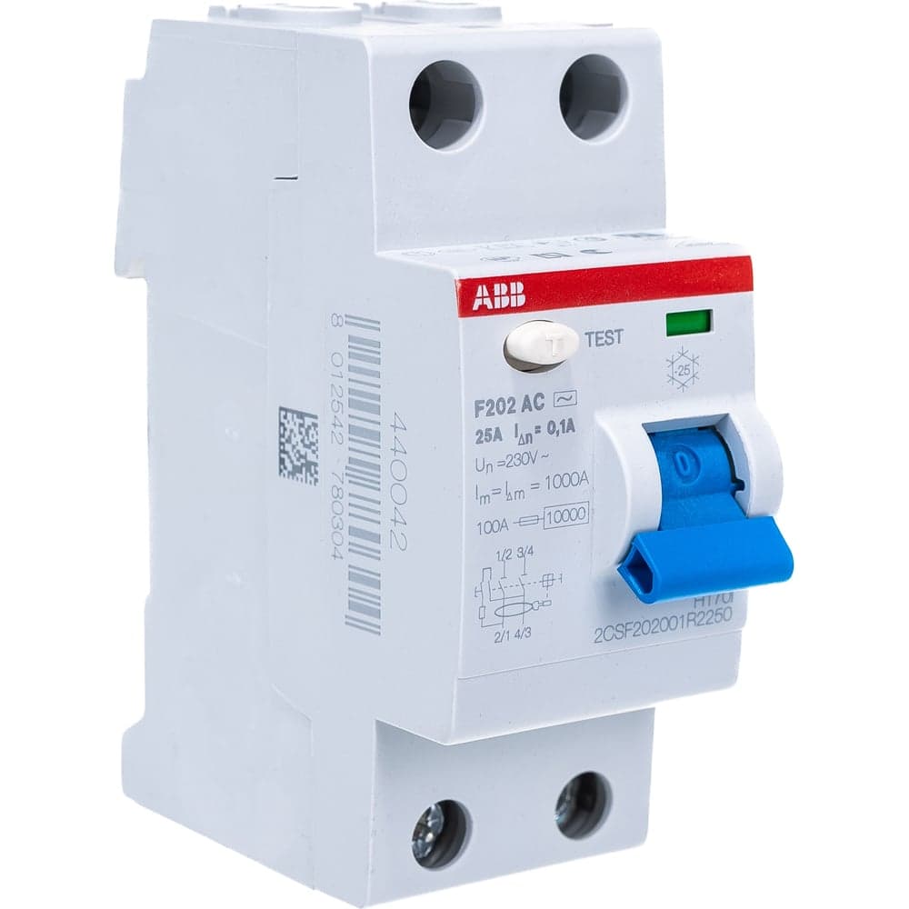 Выключатель дифференциального тока ABB 2 модуля F202 АС-25/0,1 2CSF202001R2250
