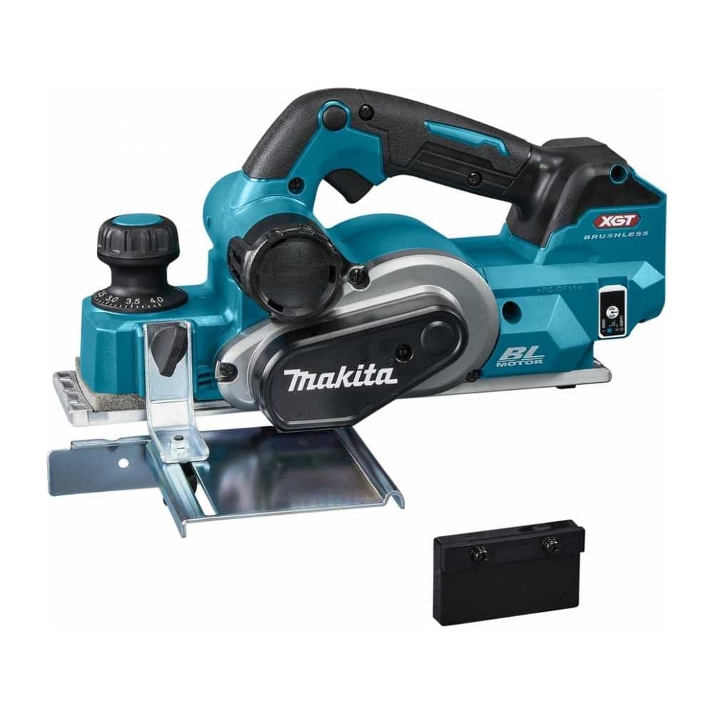 Аккумуляторный рубанок Makita б\щет, 40 В, XGT, 15000 об\м, ширина-82 мм, глуб-4 мм, 3.7 кг, XPT, AWS, б\ак., з\у KP001GZ