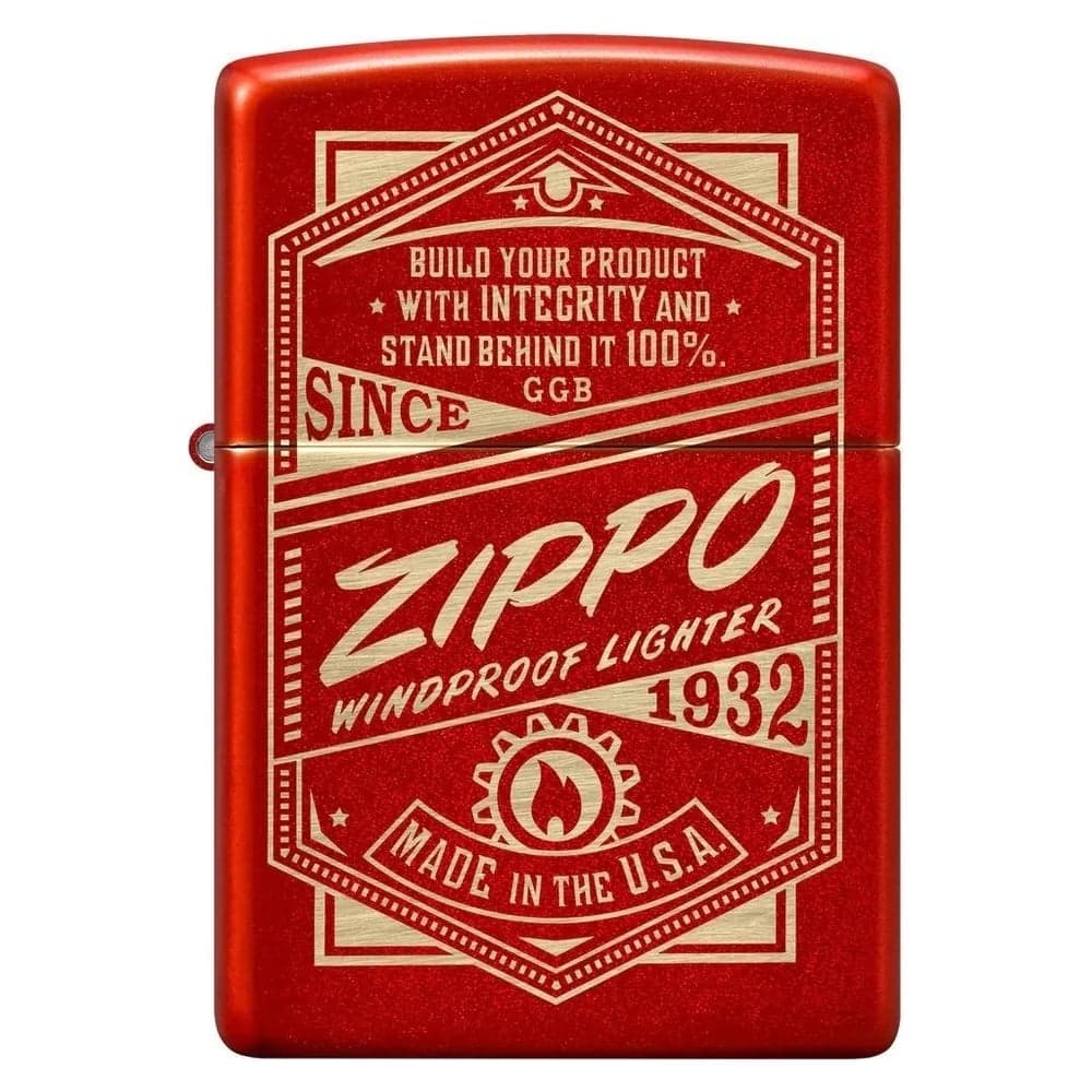 Зажигалка Zippo Classic с покрытием Metallic Red, латунь/сталь, красная, 38x13x57 мм 48620