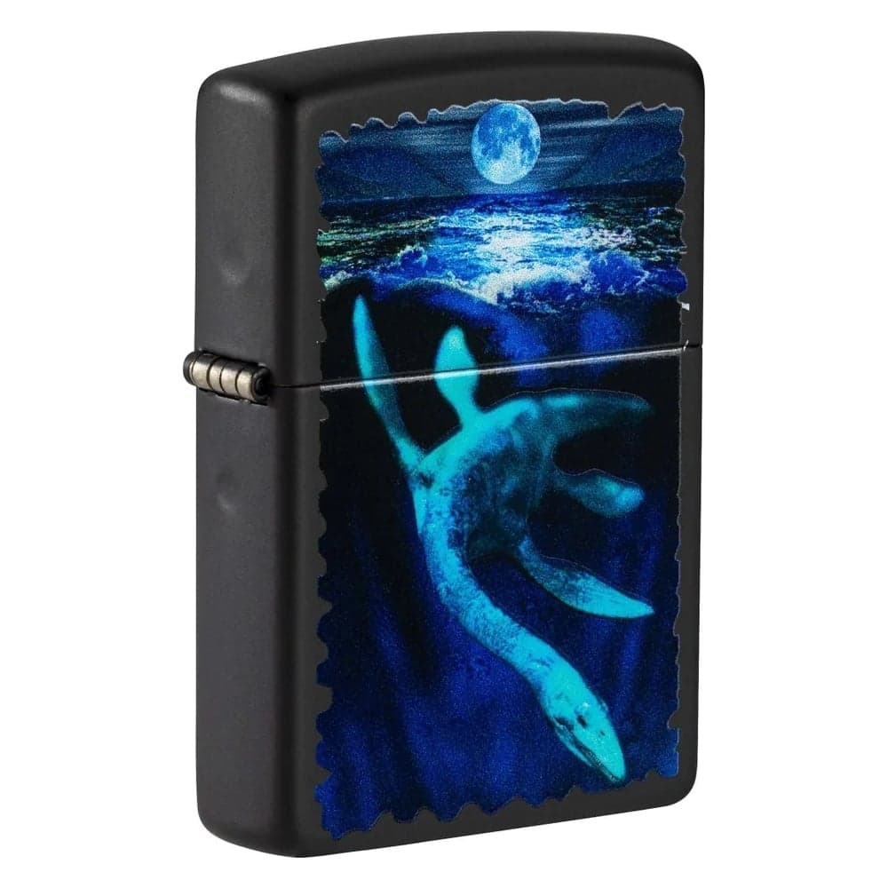 Зажигалка Zippo Lock Ness с покрытием Black Light, латунь/сталь, черная, матовая 38x13x57 мм 49697