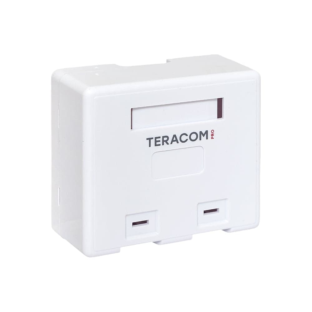 Корпус настенной розетки EKF TERACOM PRO на 2 модуля Keystone со шторками и маркерами, белый TRP-EBOX-2KSTN-WH