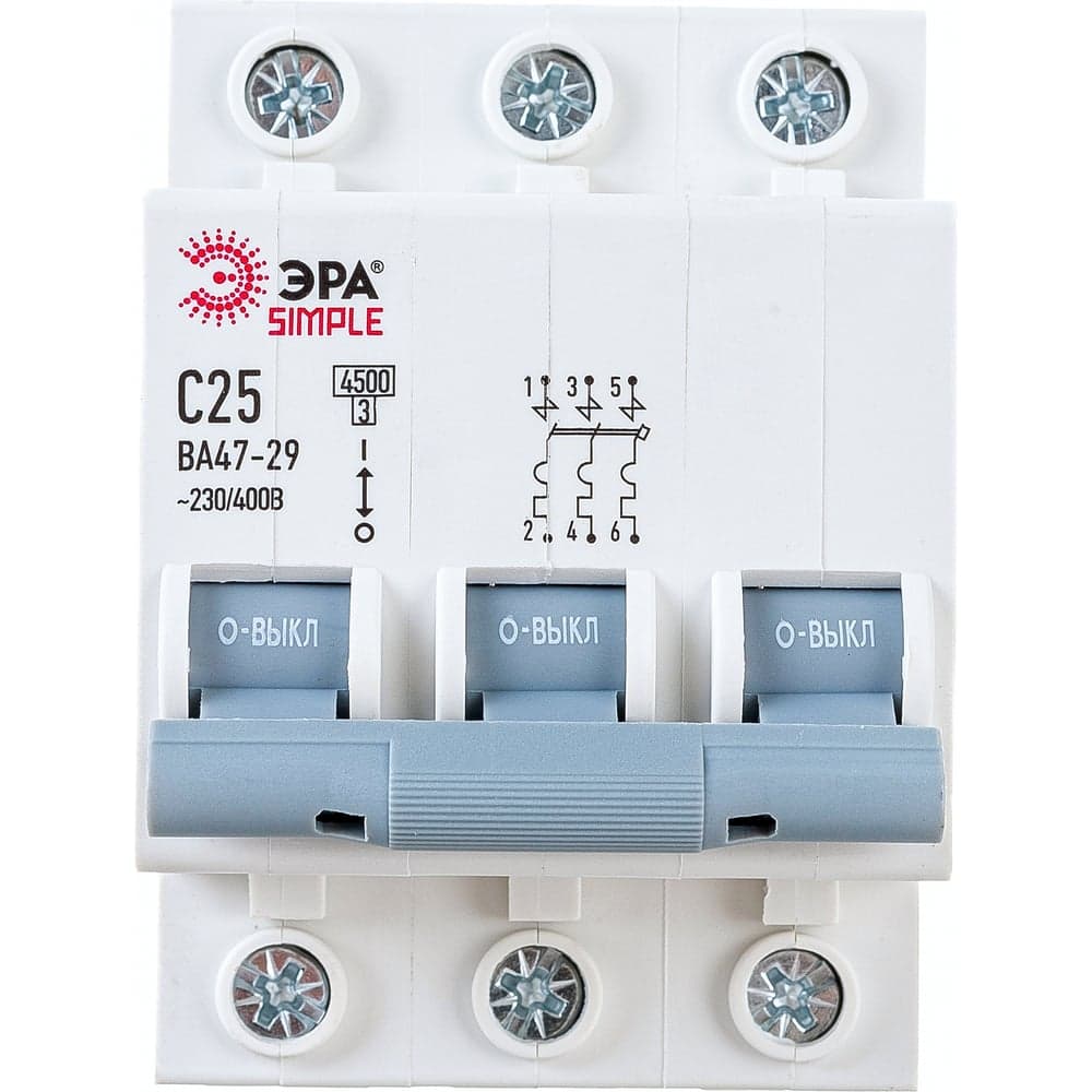 Автоматический выключатель ЭРА SIMPLE ВА 47-29 3P 25А C 4,5кА Б0039240
