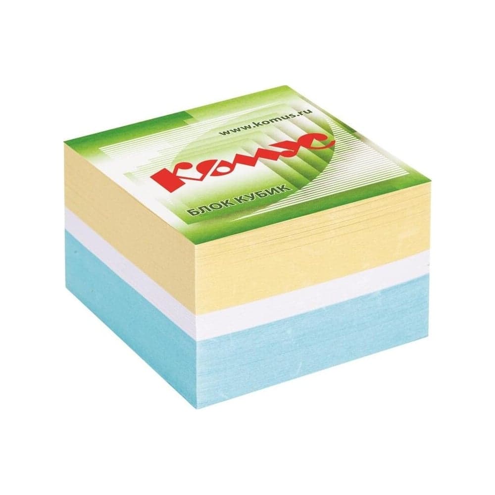 Блок для записей на склейке Комус 9x9х5 см, цветной, 80-100 г 154940