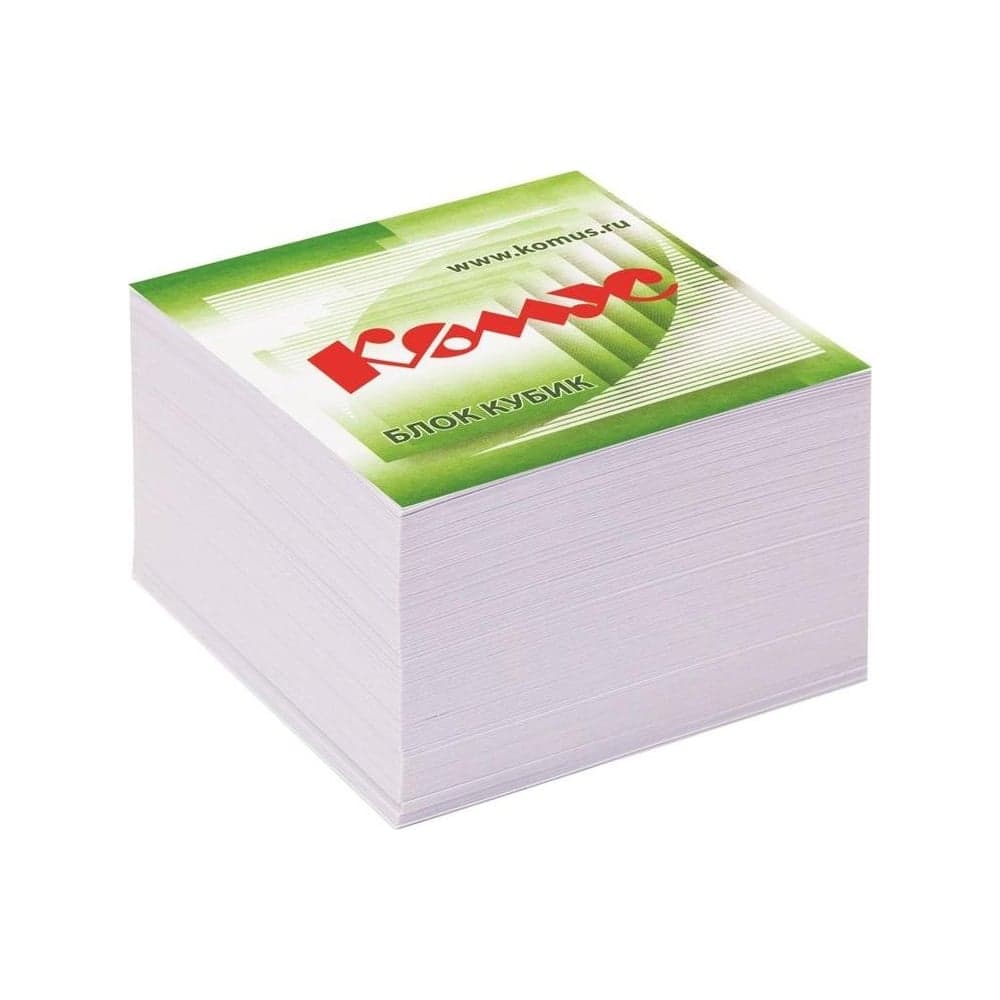 Блок для записей на склейке Комус 9x9х5 см, белый, 100 г 154939