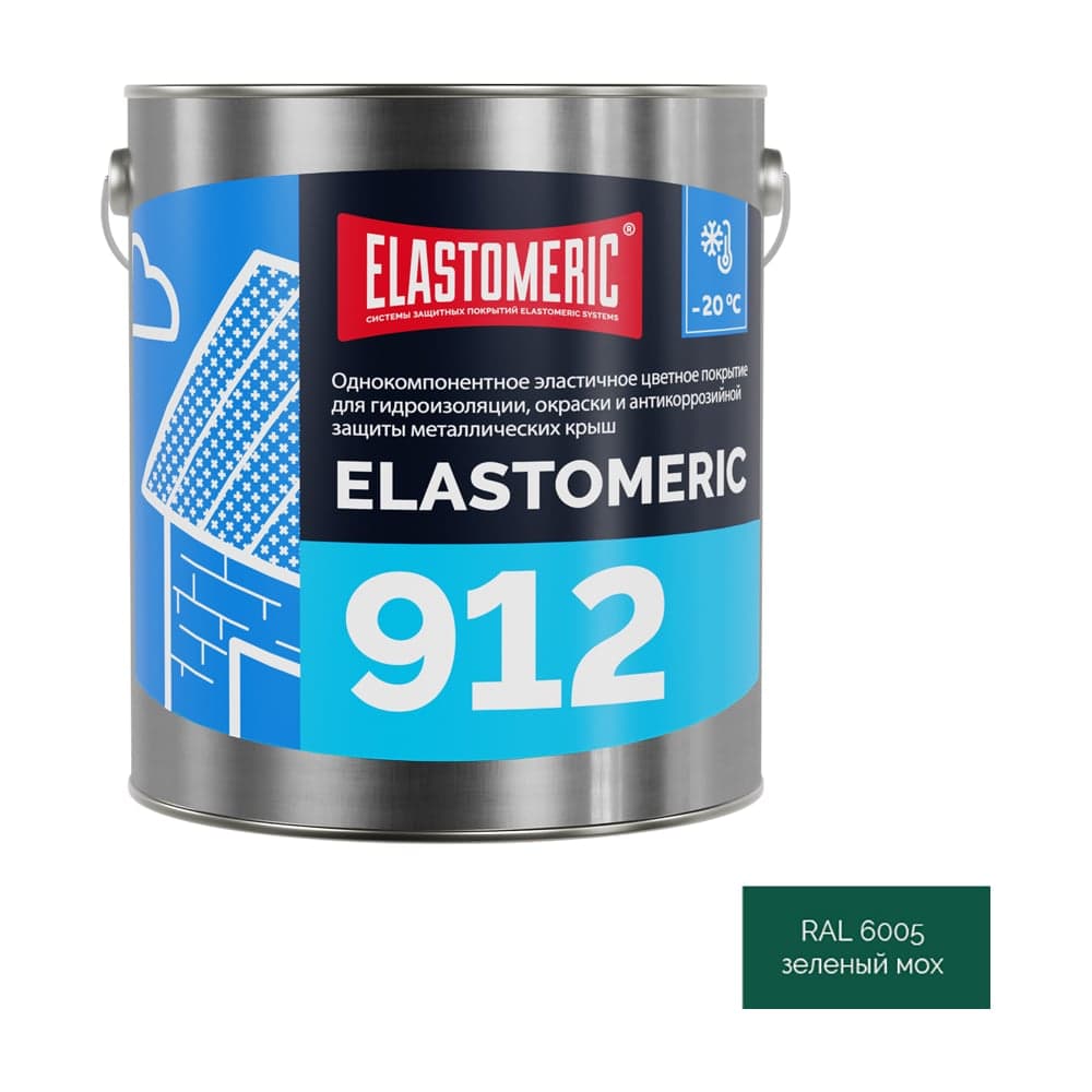 Зимняя гидроизоляционная мастика для металлических кровель Elastomeric Systems 912, 3 кг, зелёный мох 912013