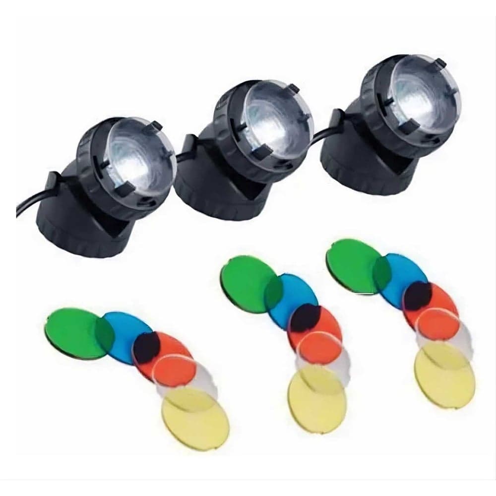 Галогеновая подводная/надводная подсветка Jebao комплект /3шт/. 12 V, 3x10 W,с 4 цвет.фильтрами JPL1-3