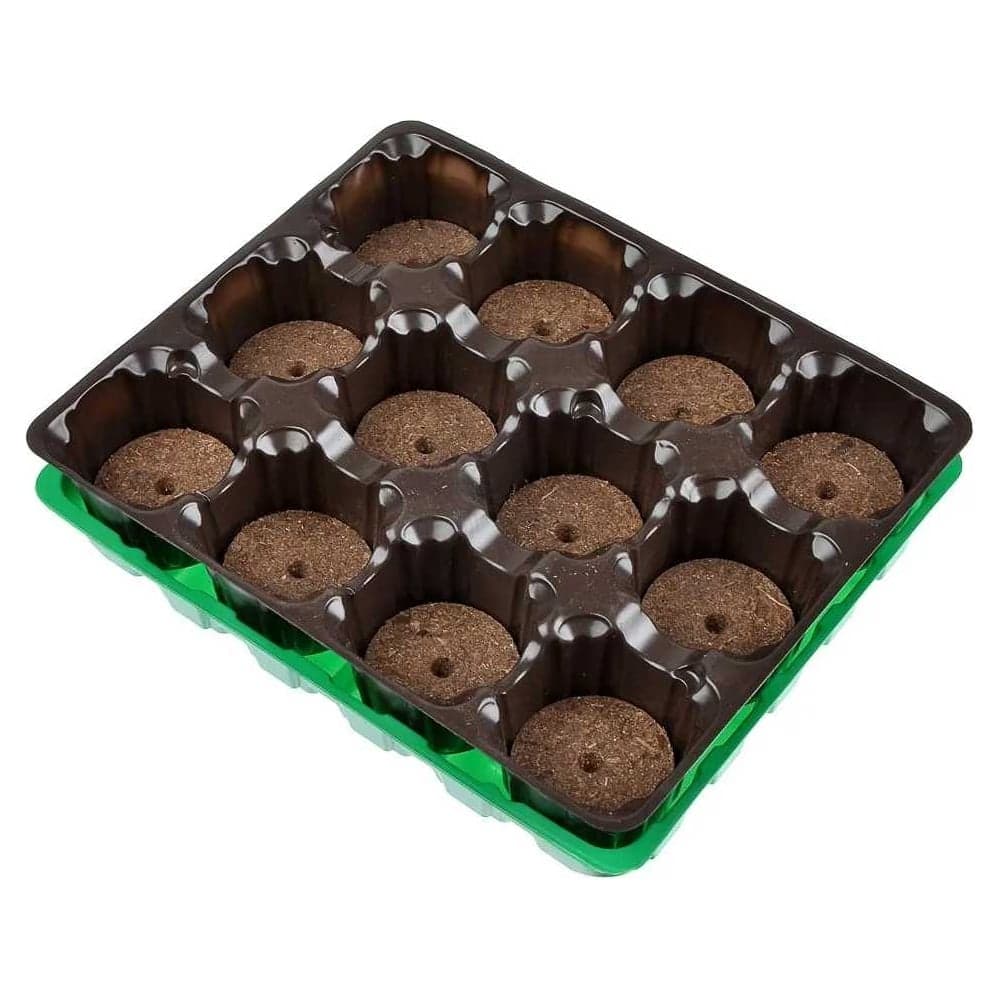 Комплект для рассады ЛЕТО с торфяными таблетками 17x20,5x4,5см, 12 таблеток d41мм, кассета и лоток полистирол 3186