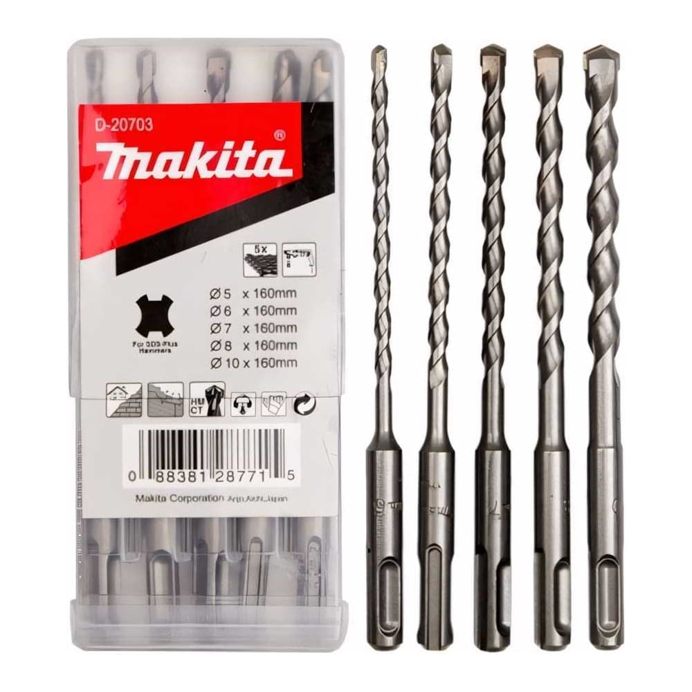 Набор буров SDS-PLUS 5/6/7/8/10x160 мм 5 шт. Makita D-20703