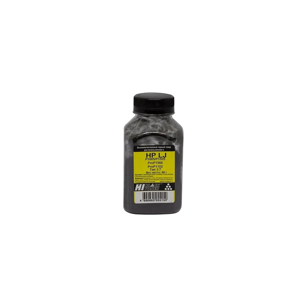Тонер Hi-Black для HP LJ P1005/P1505/ProP1566/ProP1102, Тип 3.7, Bk, 60 г, банка 980361604