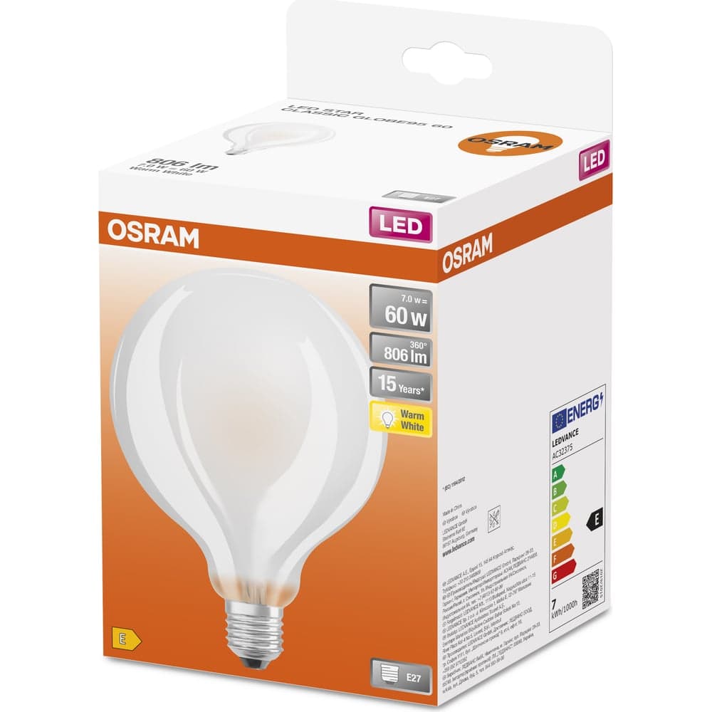 Светодиодная лампа Osram LEDSG9560 6.5W/827 230VGLFR E27 6x1 4058075808713