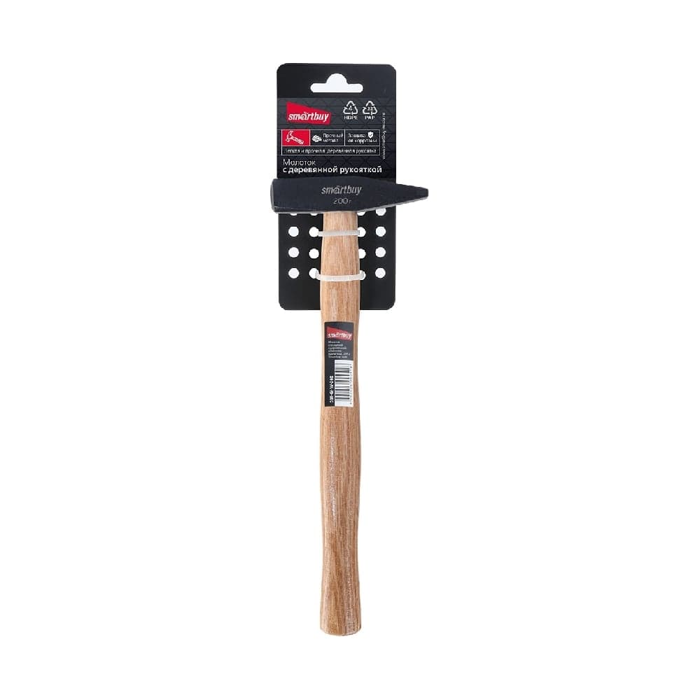 Слесарный молоток с деревянной клеенной рукояткой Smartbuy 200 г, tools SBT-GHW-200