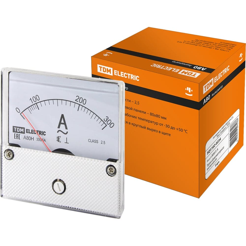 Амперметр TDM ELECTRIC А80Н 300А/5А-2,5, без поверки SQ1102-0234