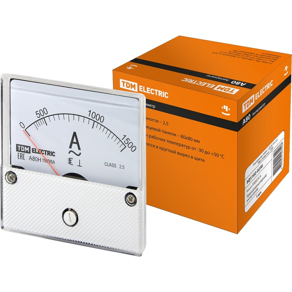 Амперметр TDM ELECTRIC А80Н 1500А/5А-2,5, без поверки SQ1102-0238