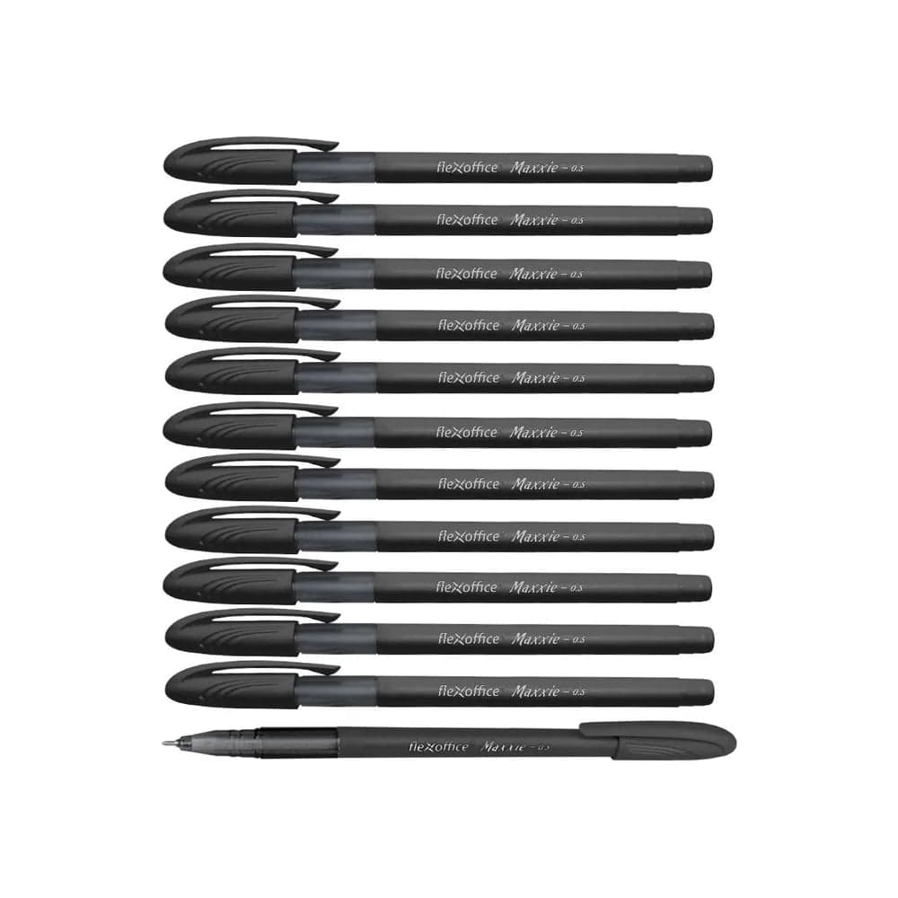Шариковая ручка с масляными чернилами Flexoffice maxxie черная, 12 шт. FO-GELB035 BLACK