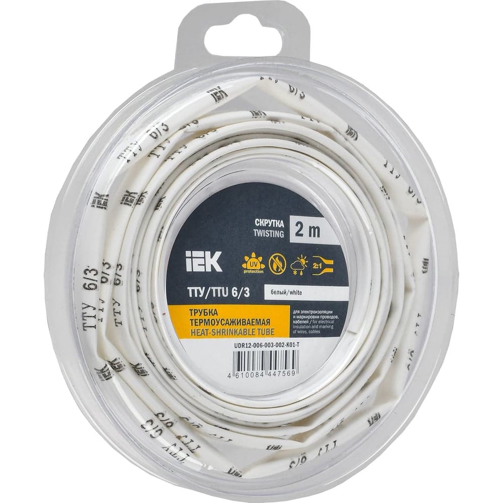 Термоусадочная трубка IEK ТТУ нг-ls 6/3 белая (2м/упак) UDR12-006-003-002-K01-T